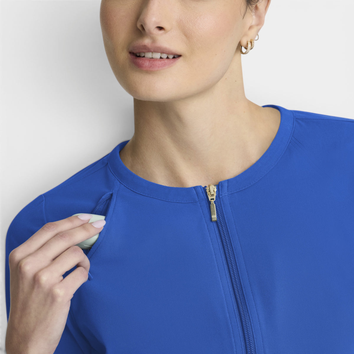 Spring 5-Pocket Round Neck Zip-Front Warm-Up Jacket | GRGW937