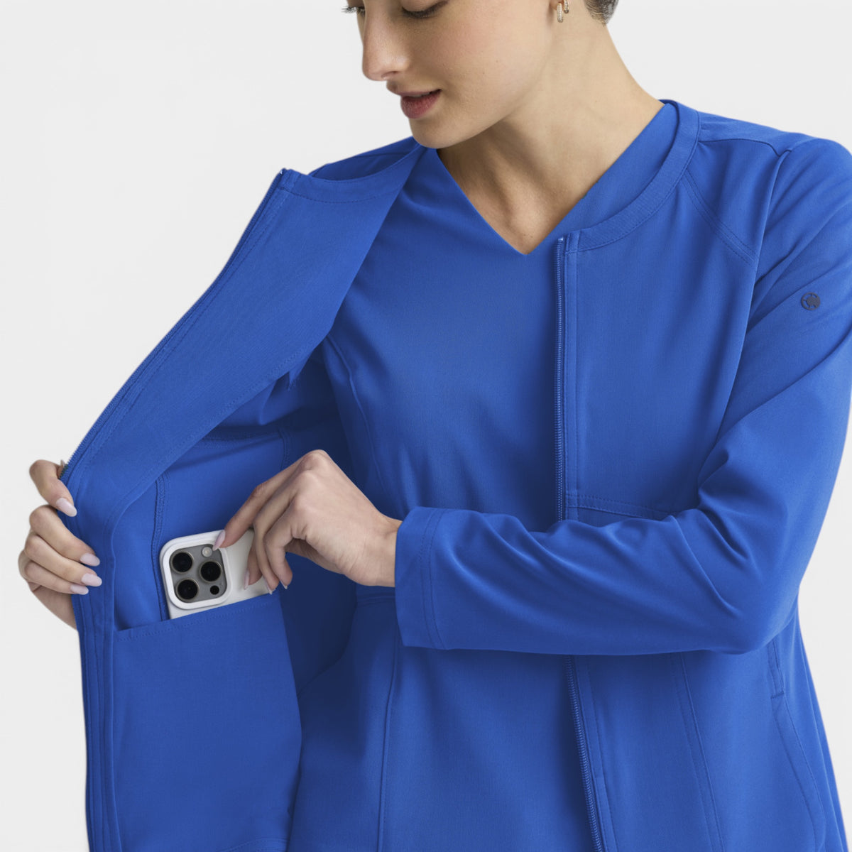 Spring 5-Pocket Round Neck Zip-Front Warm-Up Jacket | GRGW937