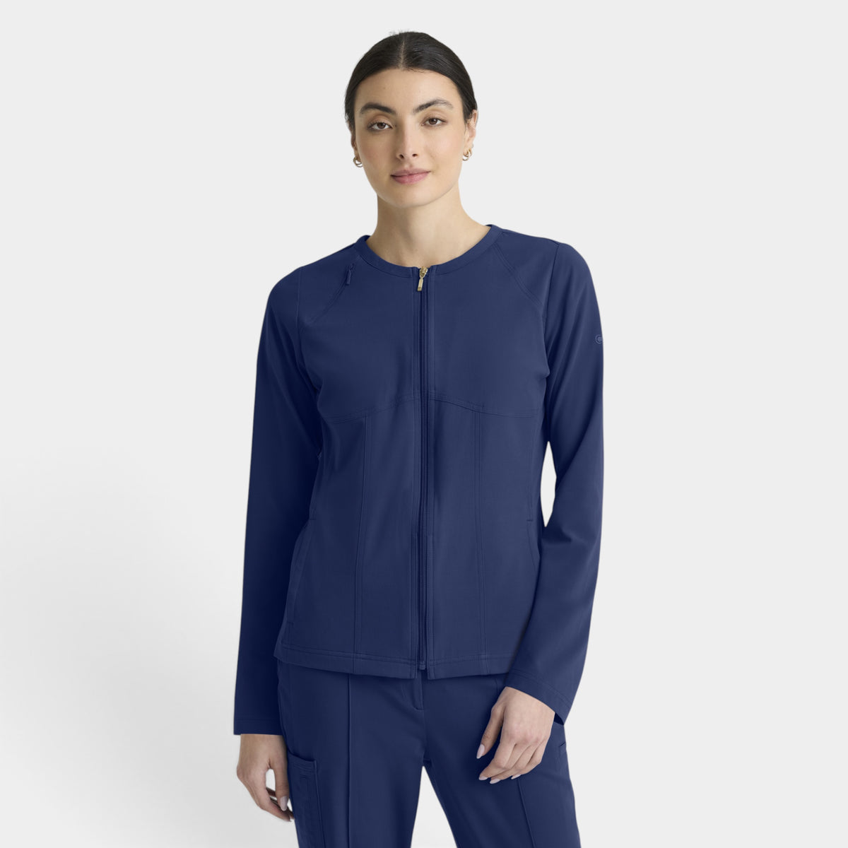Spring 5-Pocket Round Neck Zip-Front Warm-Up Jacket | GRGW937