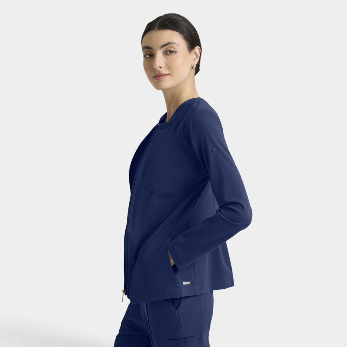 Spring 5-Pocket Round Neck Zip-Front Warm-Up Jacket | GRGW937