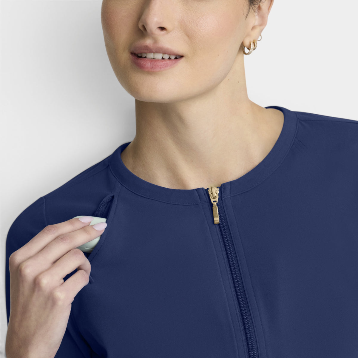 Spring 5-Pocket Round Neck Zip-Front Warm-Up Jacket | GRGW937