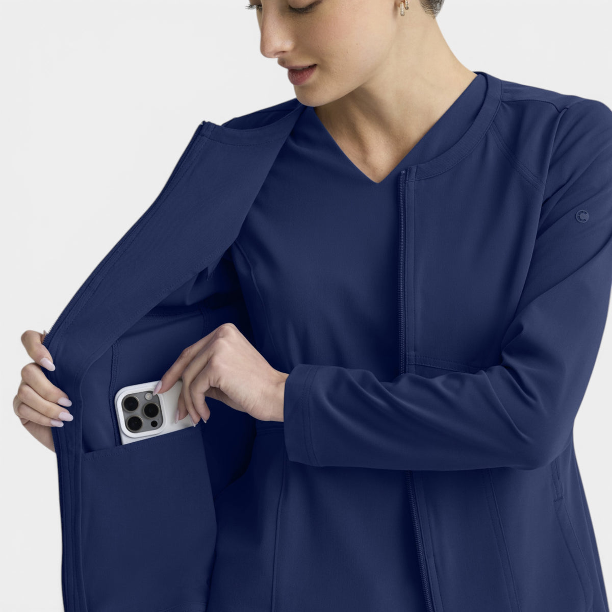 Spring 5-Pocket Round Neck Zip-Front Warm-Up Jacket | GRGW937