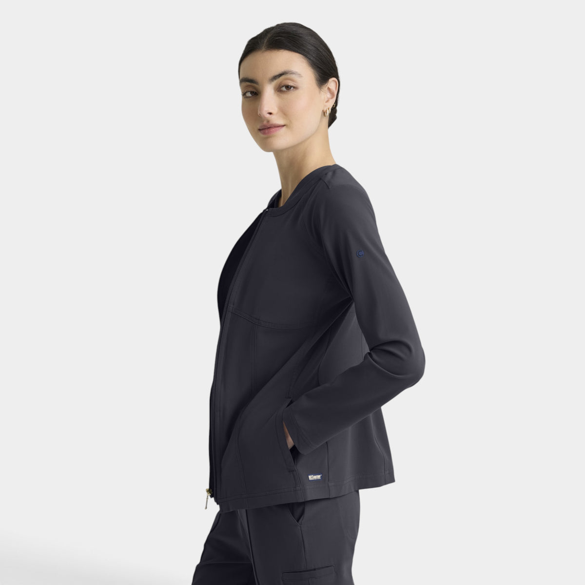 Spring 5-Pocket Round Neck Zip-Front Warm-Up Jacket | GRGW937