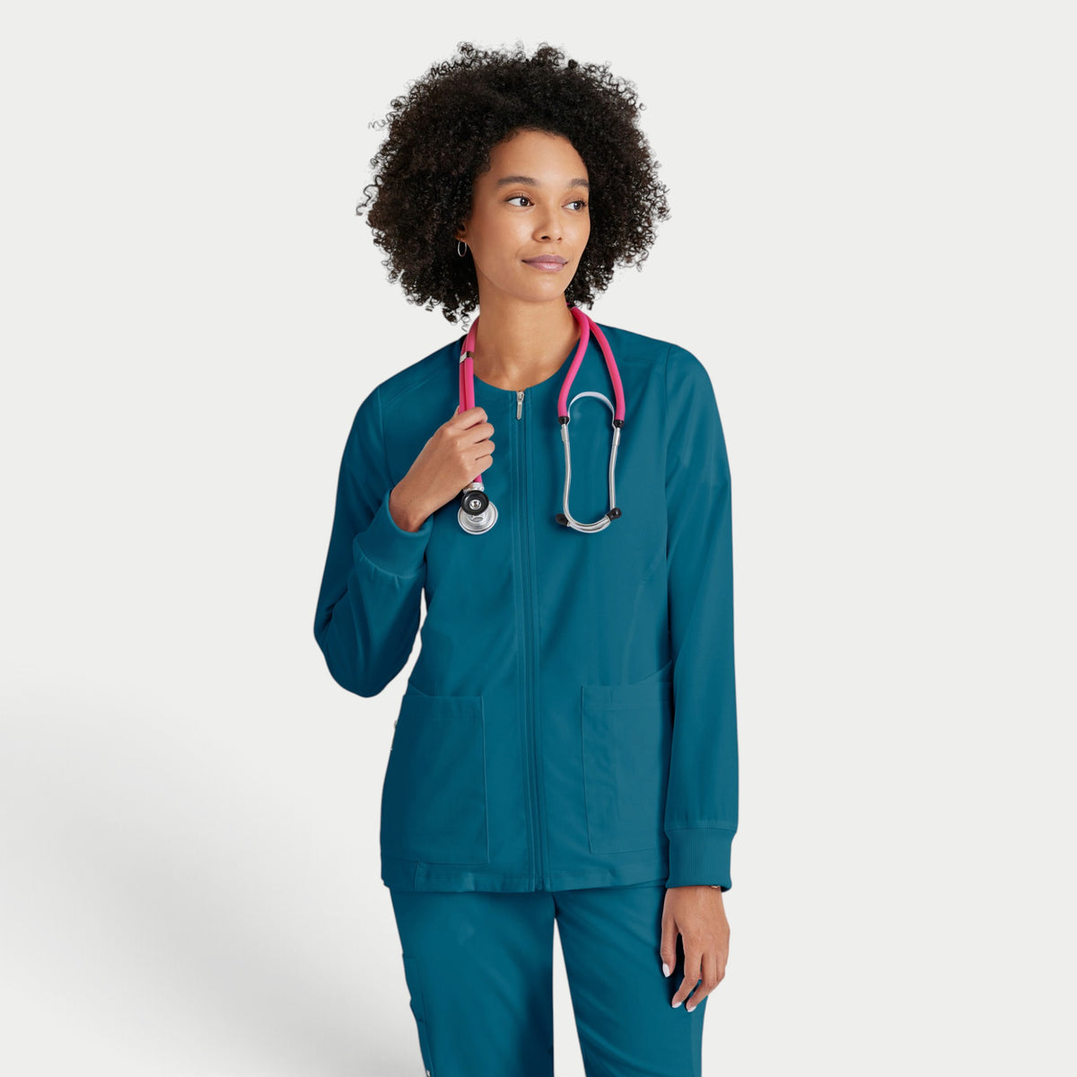 Gianna 5-Pocket Crewneck Scrub Jacket | GRSW873