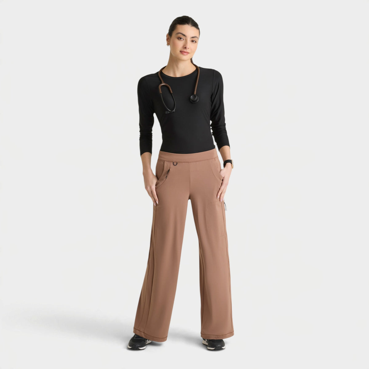Crystal 6-Pocket Elastic Waistband Wide Leg Pant | GRSP746