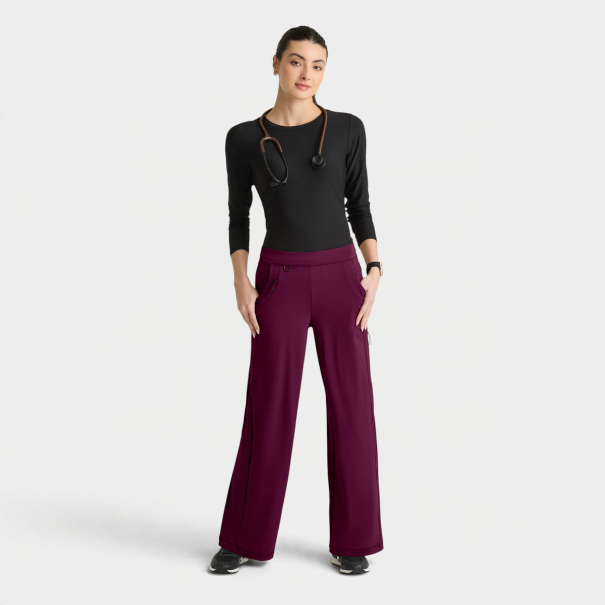 Crystal 6-Pocket Elastic Waistband Wide Leg Pant | GRSP746