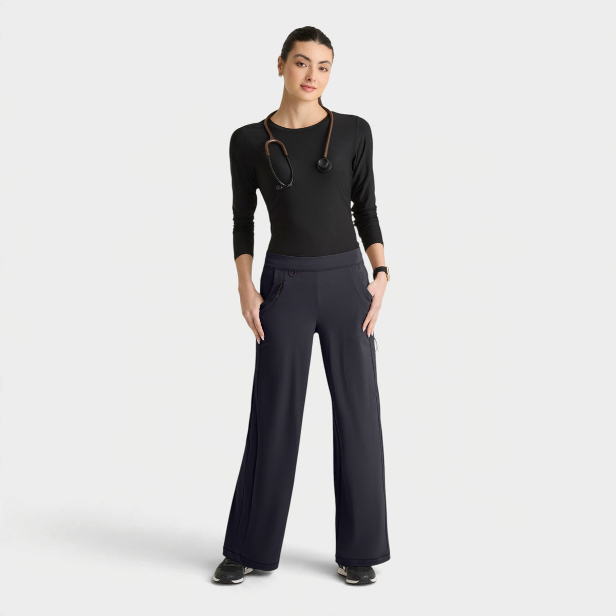Crystal 6-Pocket Elastic Waistband Wide Leg Pant | GRSP746