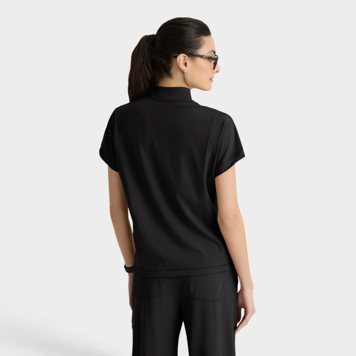 Crystal 3-Pocket Mock Neck Zip-Placket Top | GRST319