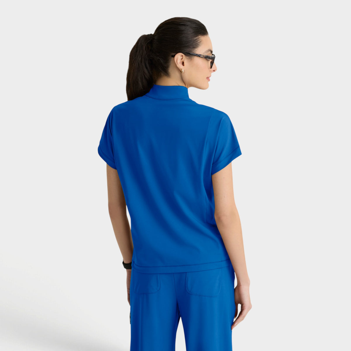 Crystal 3-Pocket Mock Neck Zip-Placket Top | GRST319