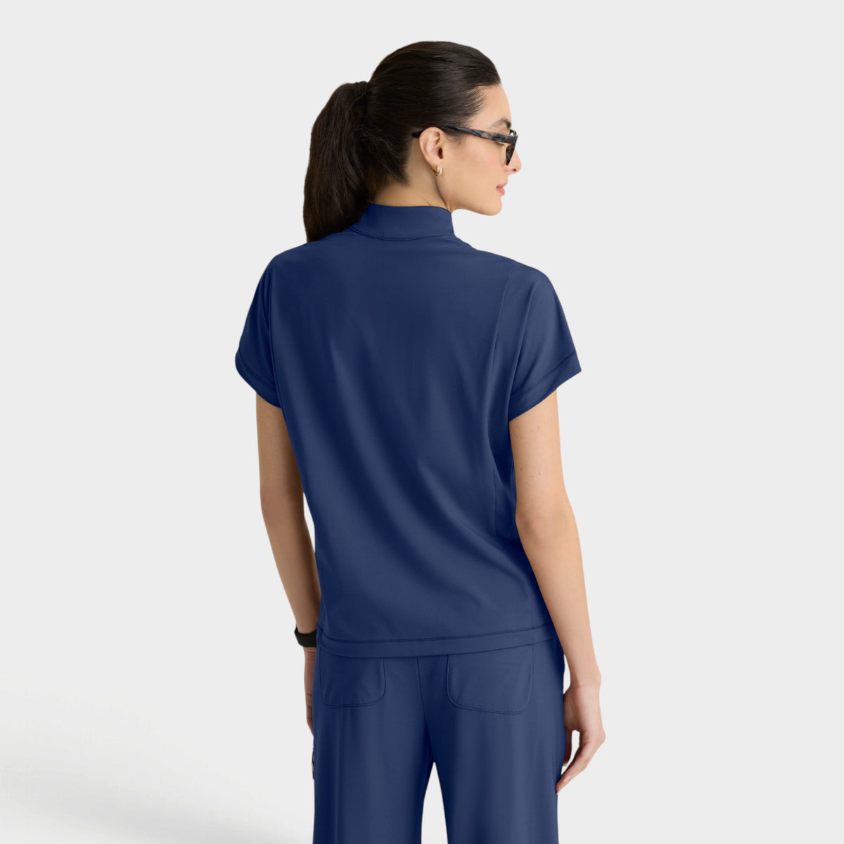 Crystal 3-Pocket Mock Neck Zip-Placket Top | GRST319