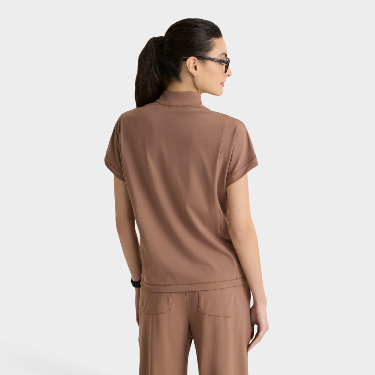 Crystal 3-Pocket Mock Neck Zip-Placket Top | GRST319