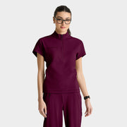 Crystal 3-Pocket Mock Neck Zip-Placket Top | GRST319