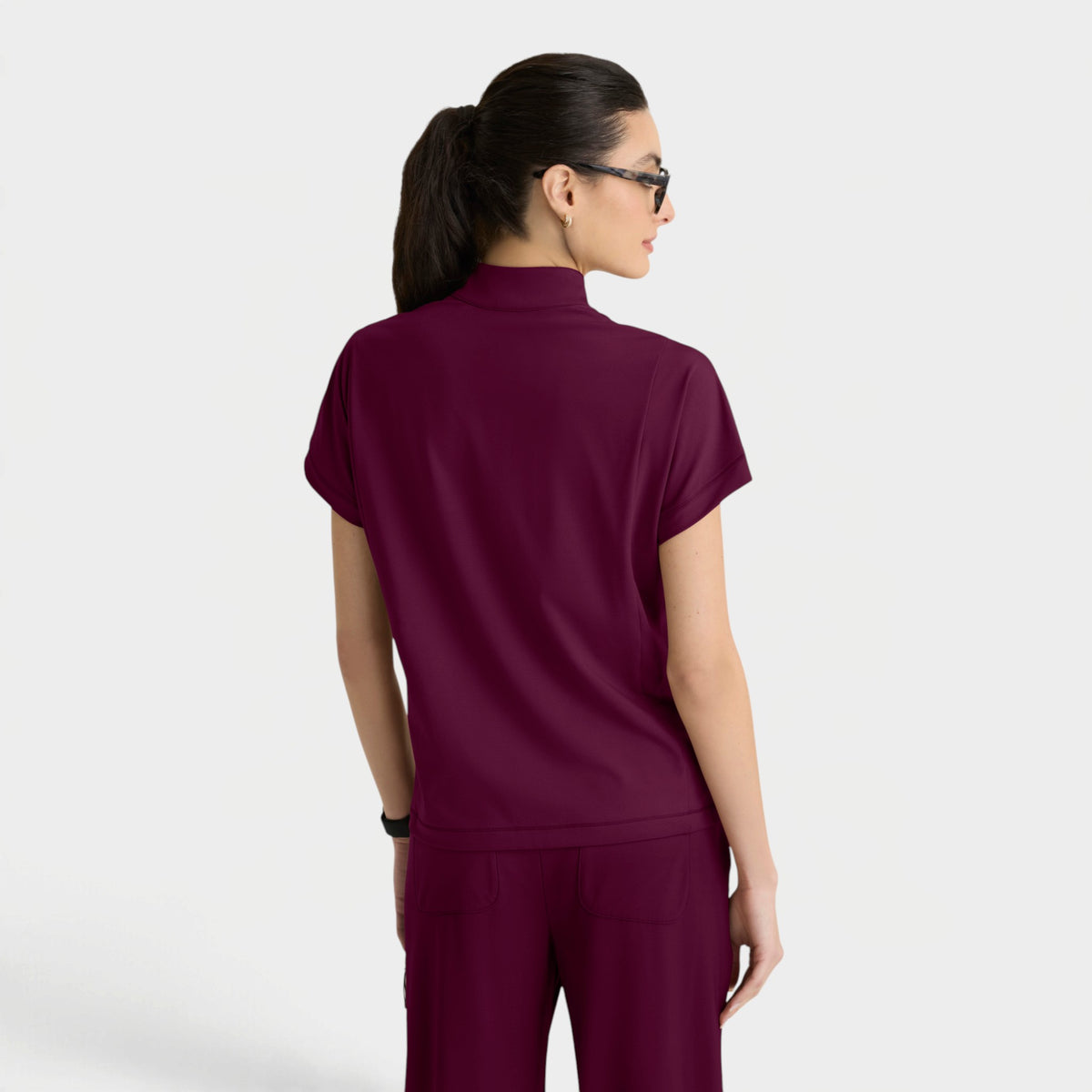 Crystal 3-Pocket Mock Neck Zip-Placket Top | GRST319