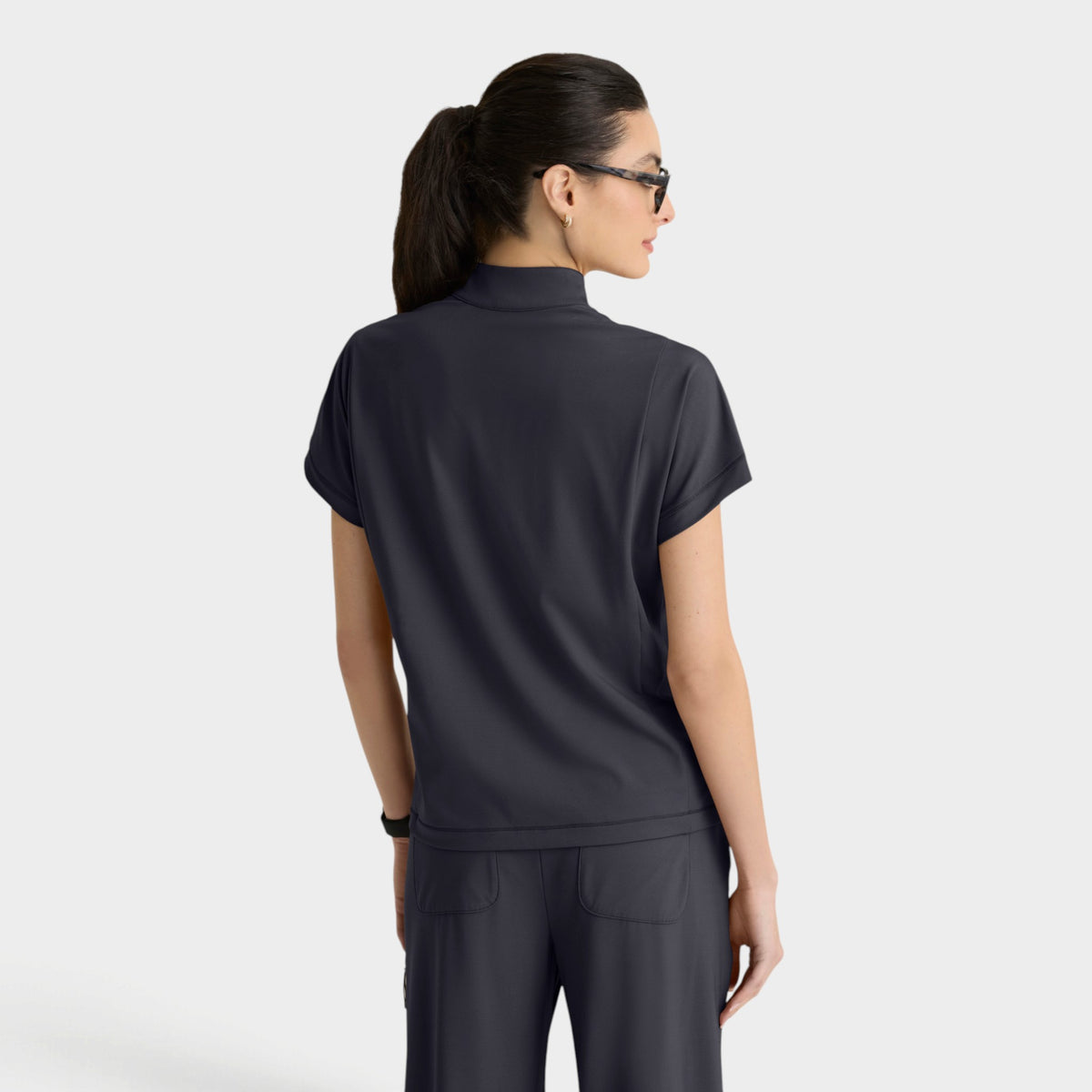 Crystal 3-Pocket Mock Neck Zip-Placket Top | GRST319
