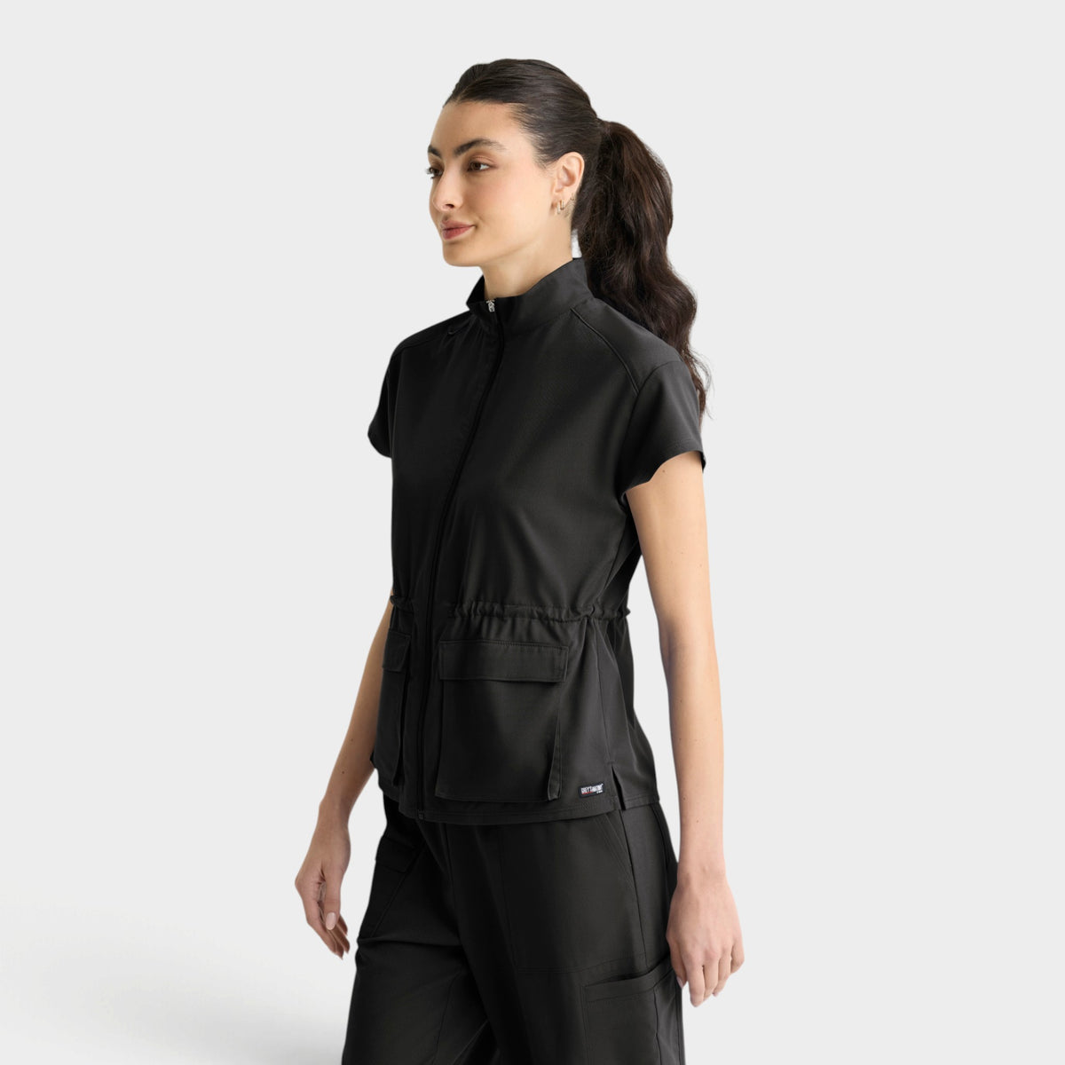 Nina 2-Pocket Mock Neck Zip Front Top | GRST324