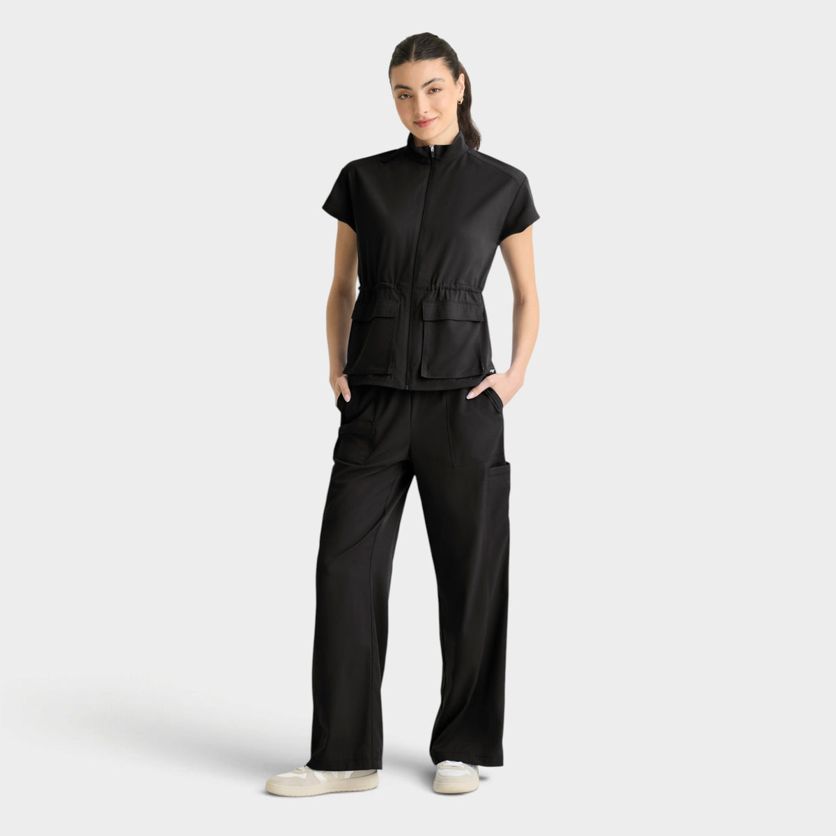 Nina 2-Pocket Mock Neck Zip Front Top | GRST324