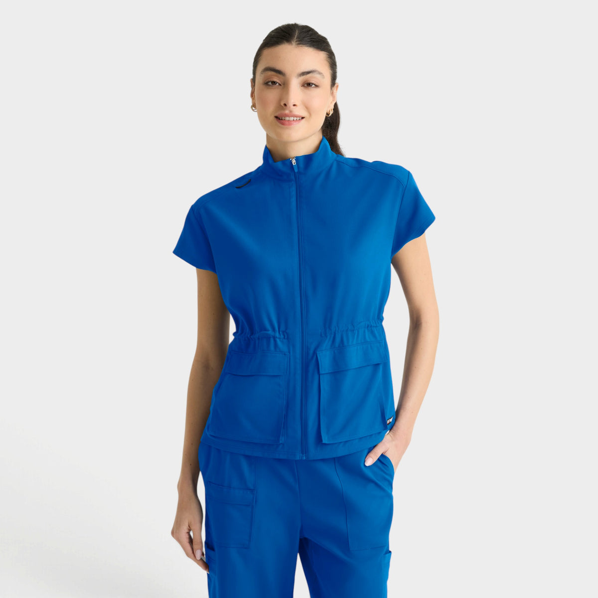 Nina 2-Pocket Mock Neck Zip Front Top | GRST324