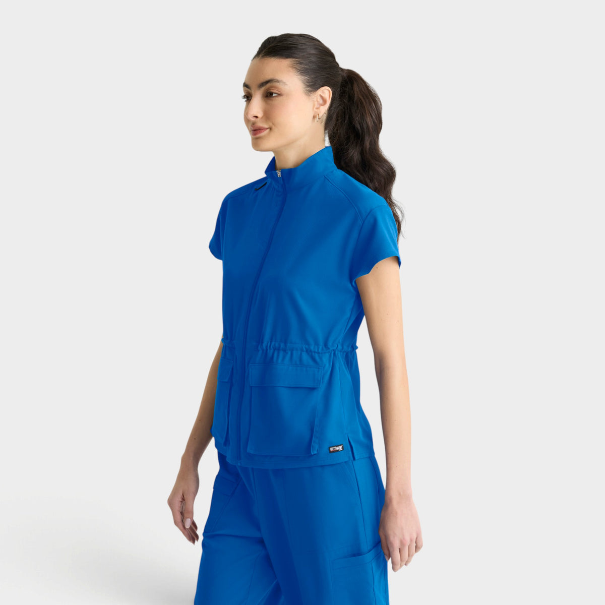 Nina 2-Pocket Mock Neck Zip Front Top | GRST324