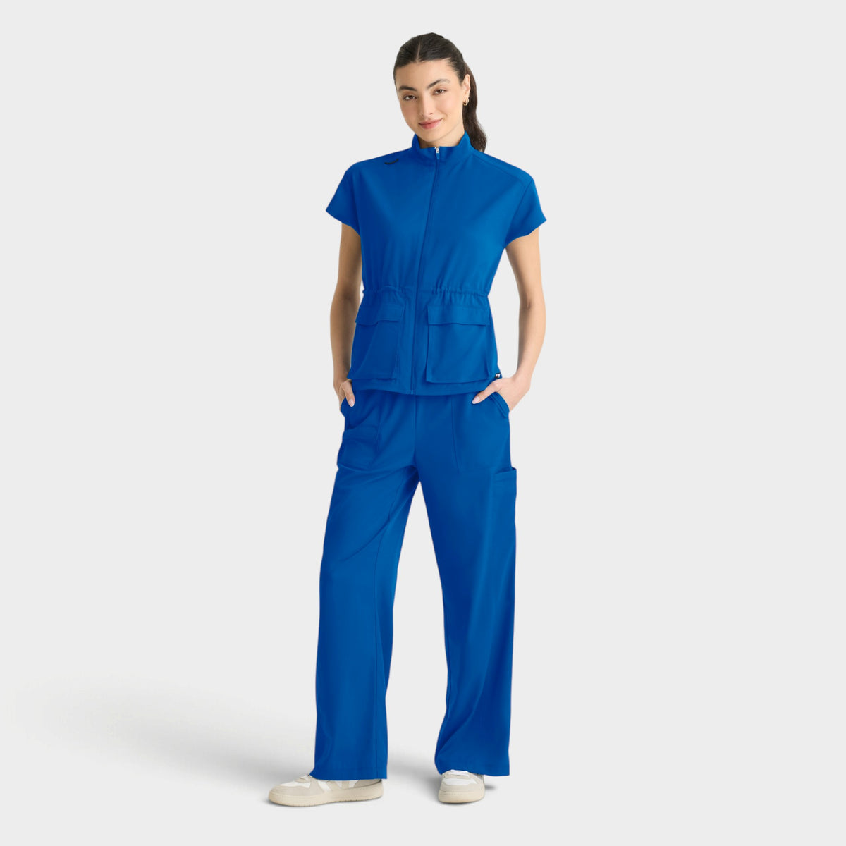 Nina 2-Pocket Mock Neck Zip Front Top | GRST324