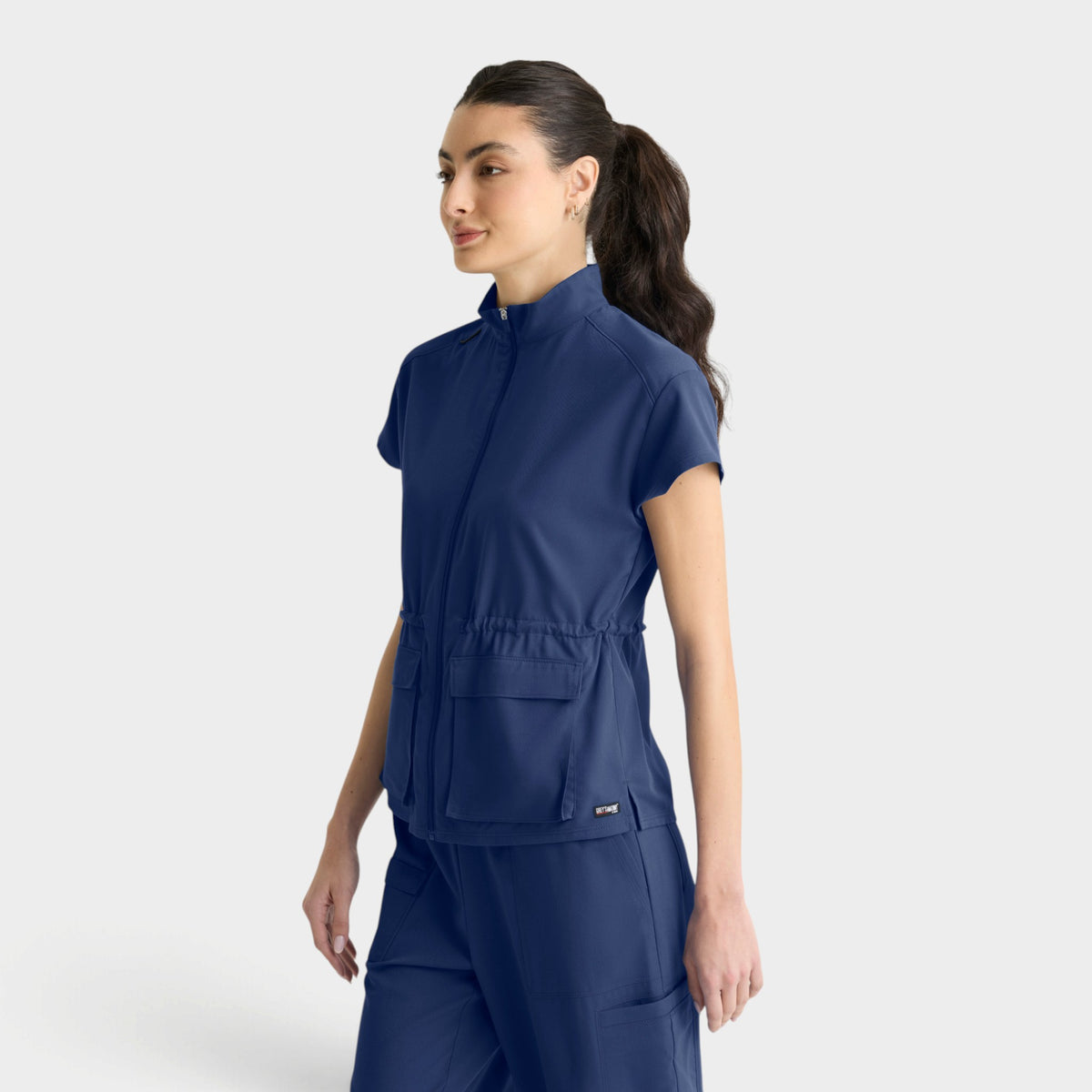 Nina 2-Pocket Mock Neck Zip Front Top | GRST324