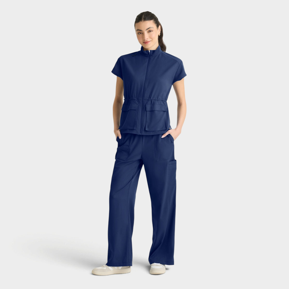 Nina 2-Pocket Mock Neck Zip Front Top | GRST324