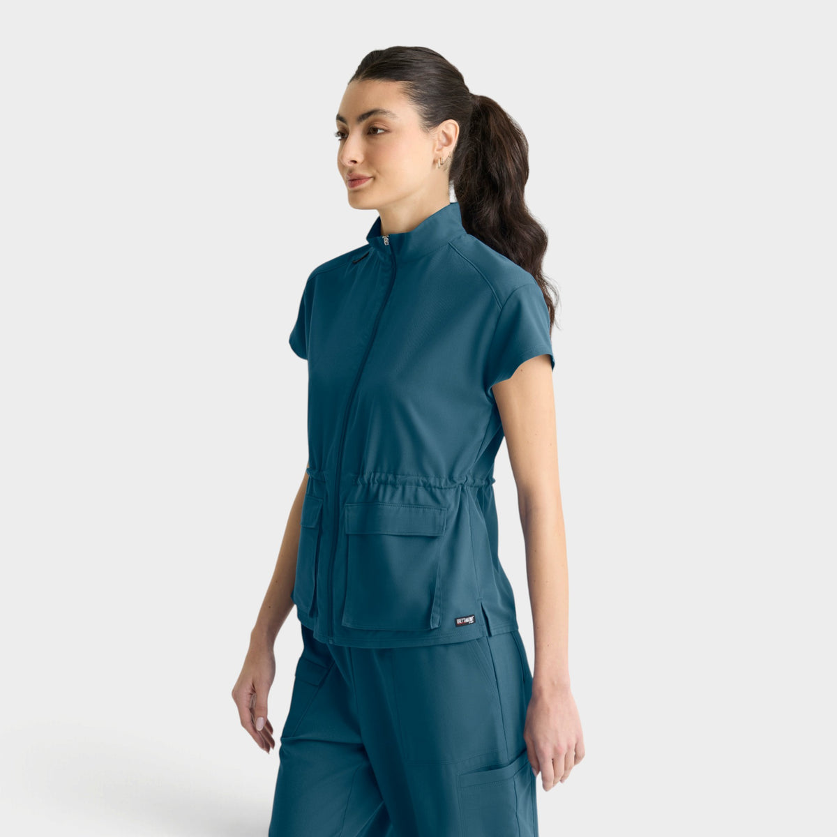 Nina 2-Pocket Mock Neck Zip Front Top | GRST324