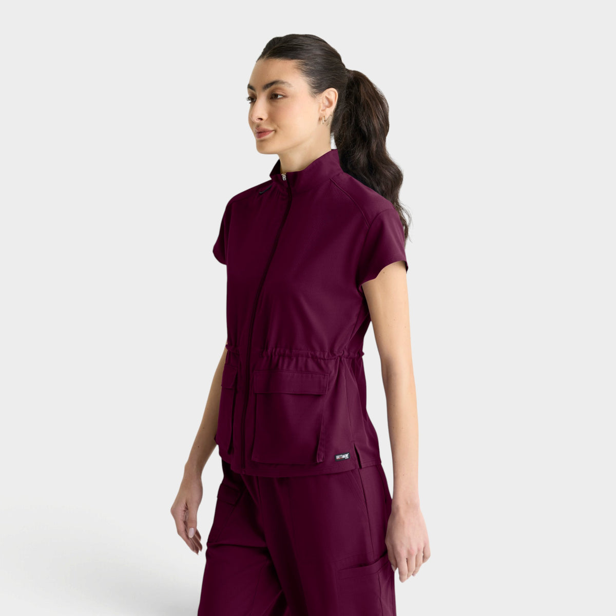 Nina 2-Pocket Mock Neck Zip Front Top | GRST324