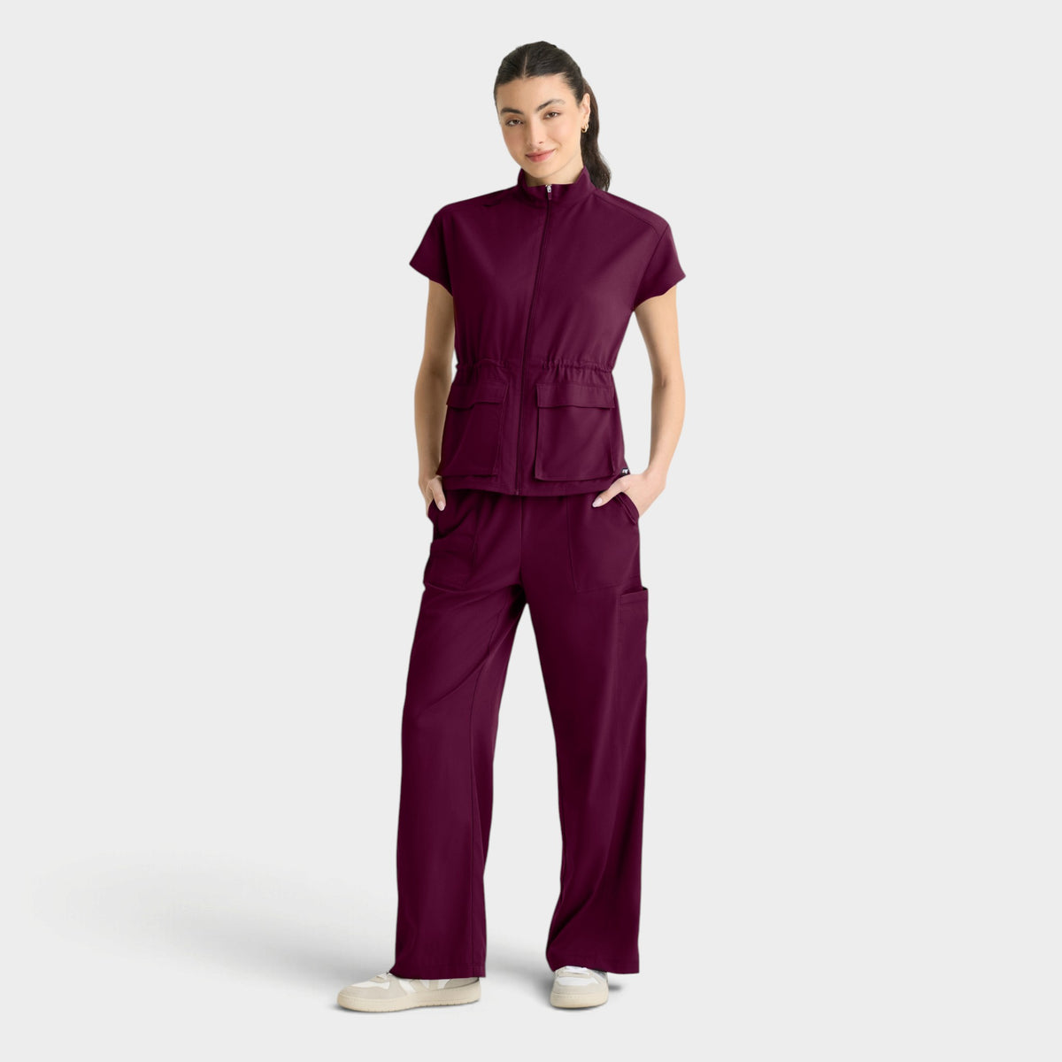 Nina 2-Pocket Mock Neck Zip Front Top | GRST324