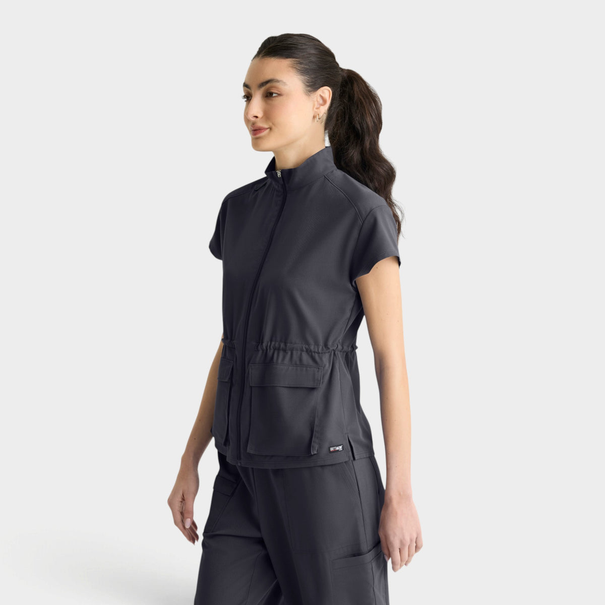 Nina 2-Pocket Mock Neck Zip Front Top | GRST324