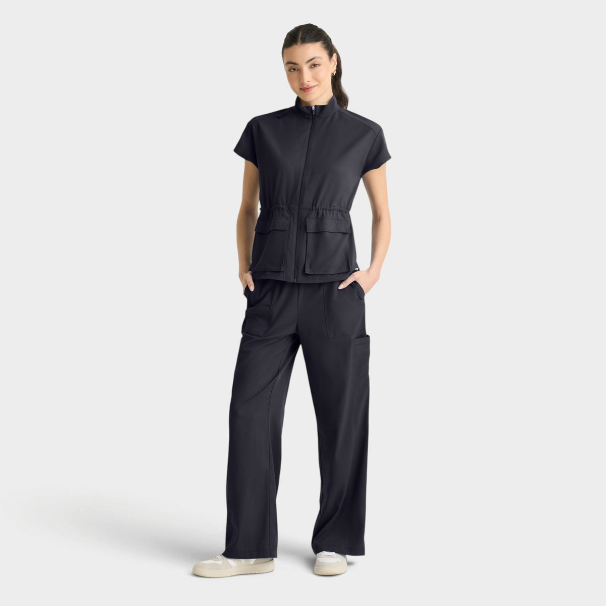 Nina 2-Pocket Mock Neck Zip Front Top | GRST324