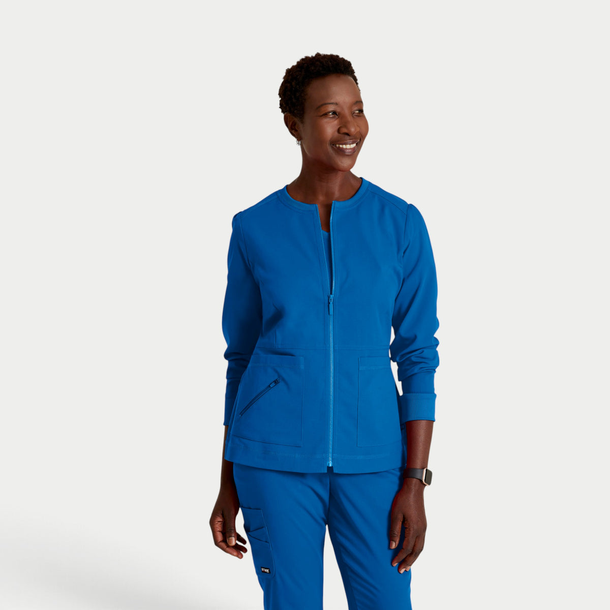 Millie 3-Pocket Crewneck Scrub Jacket | GRSW017