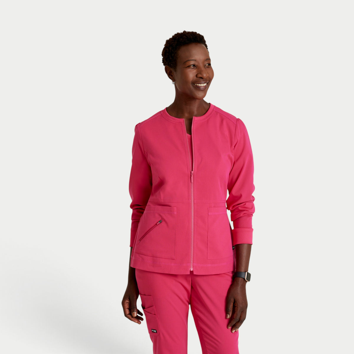 Millie 3-Pocket Crewneck Scrub Jacket | GRSW017