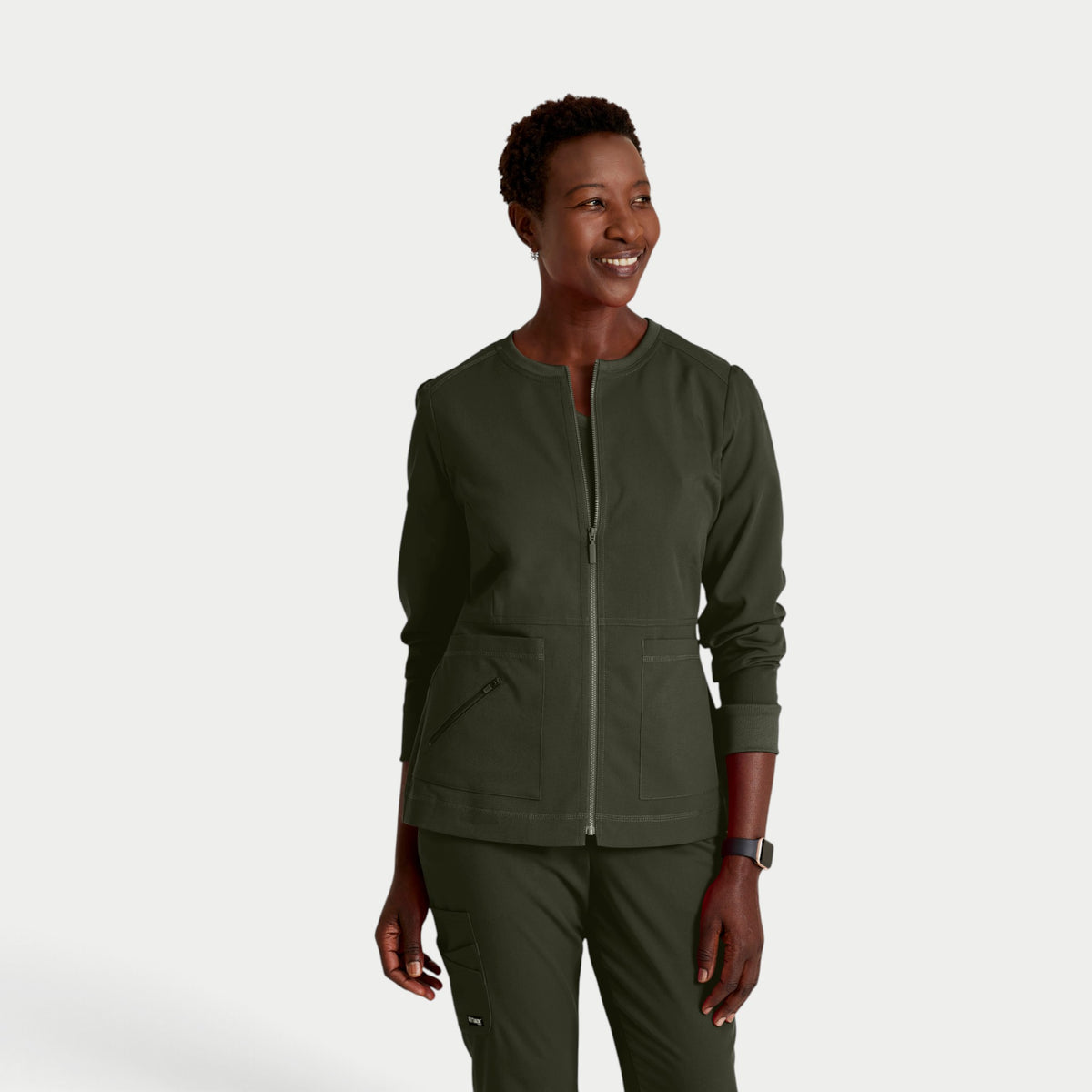 Millie 3-Pocket Crewneck Scrub Jacket | GRSW017