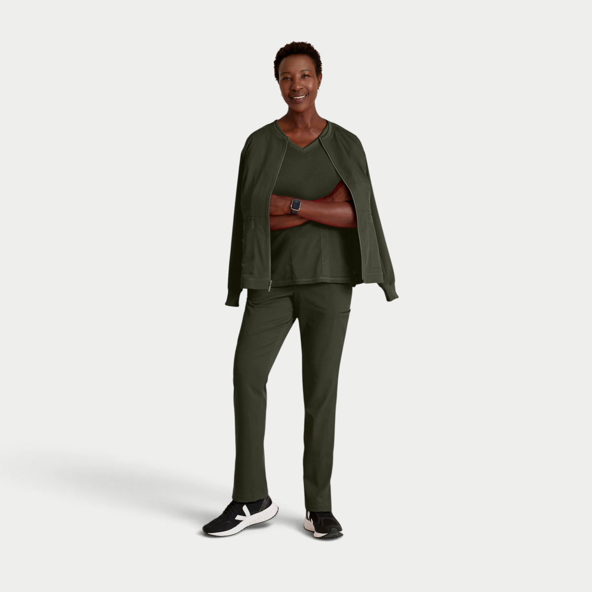 Millie 3-Pocket Crewneck Scrub Jacket | GRSW017