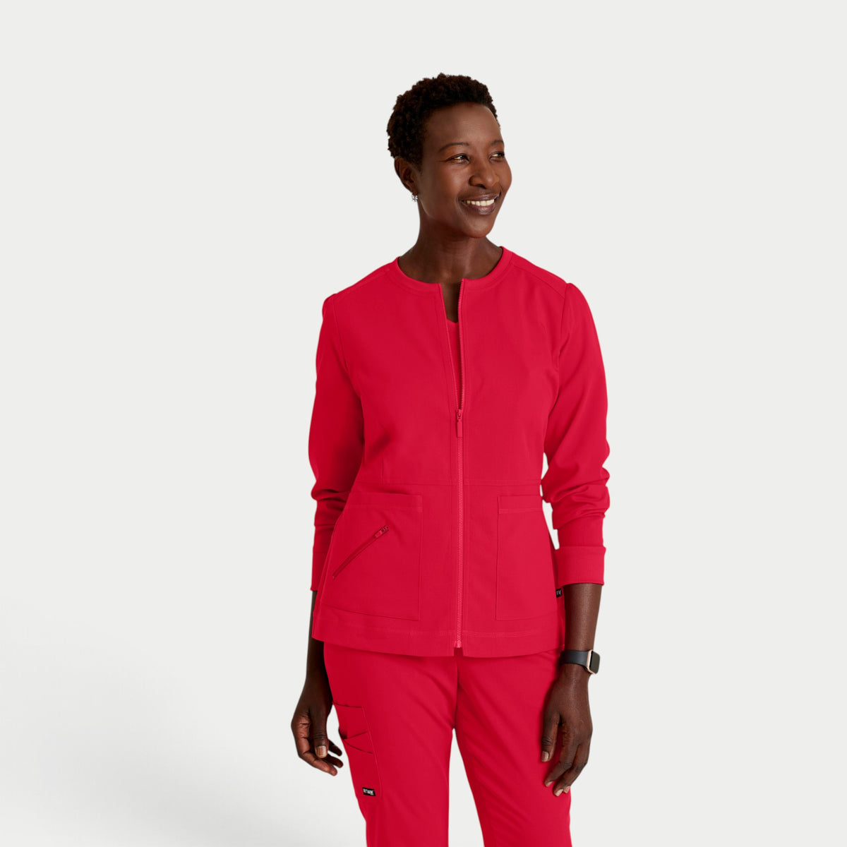 Millie 3-Pocket Crewneck Scrub Jacket | GRSW017