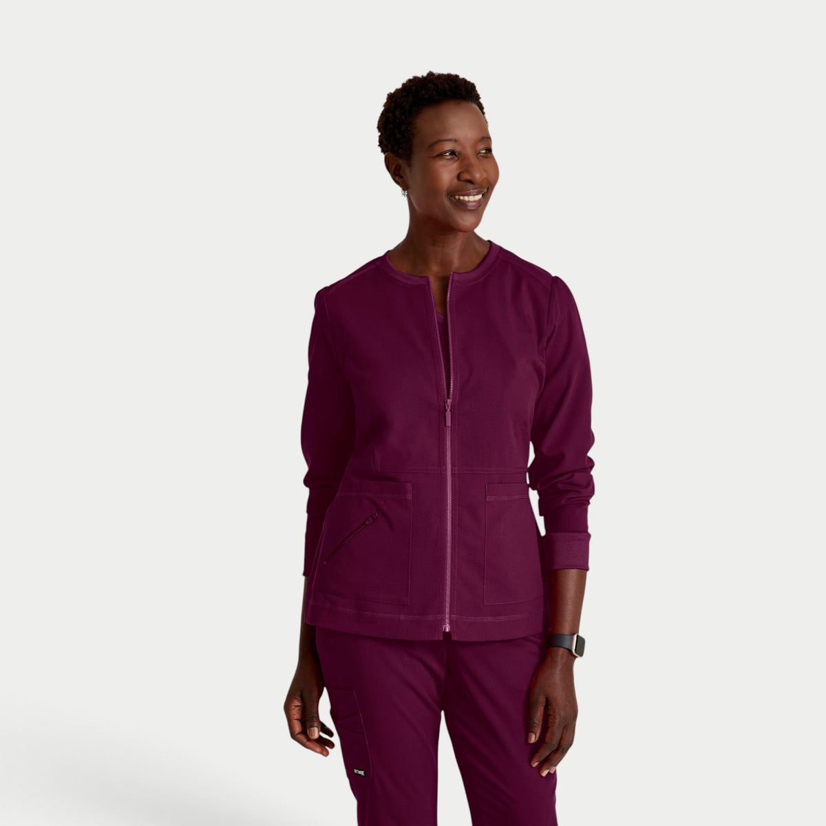 Millie 3-Pocket Crewneck Scrub Jacket | GRSW017