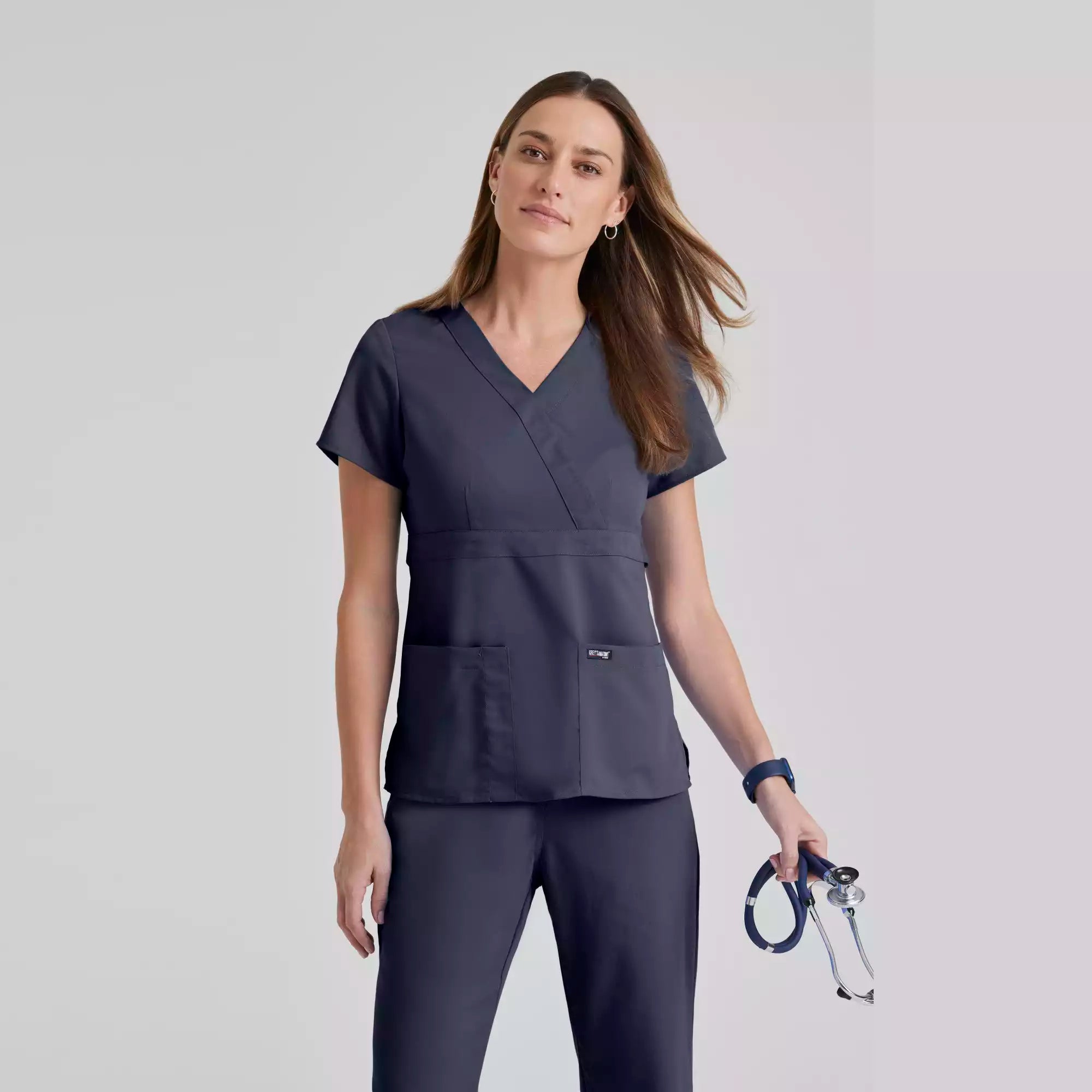 Grey's Anatomy Classic Riley Top -3 Pocket V-Neck Scrub Top | 4153