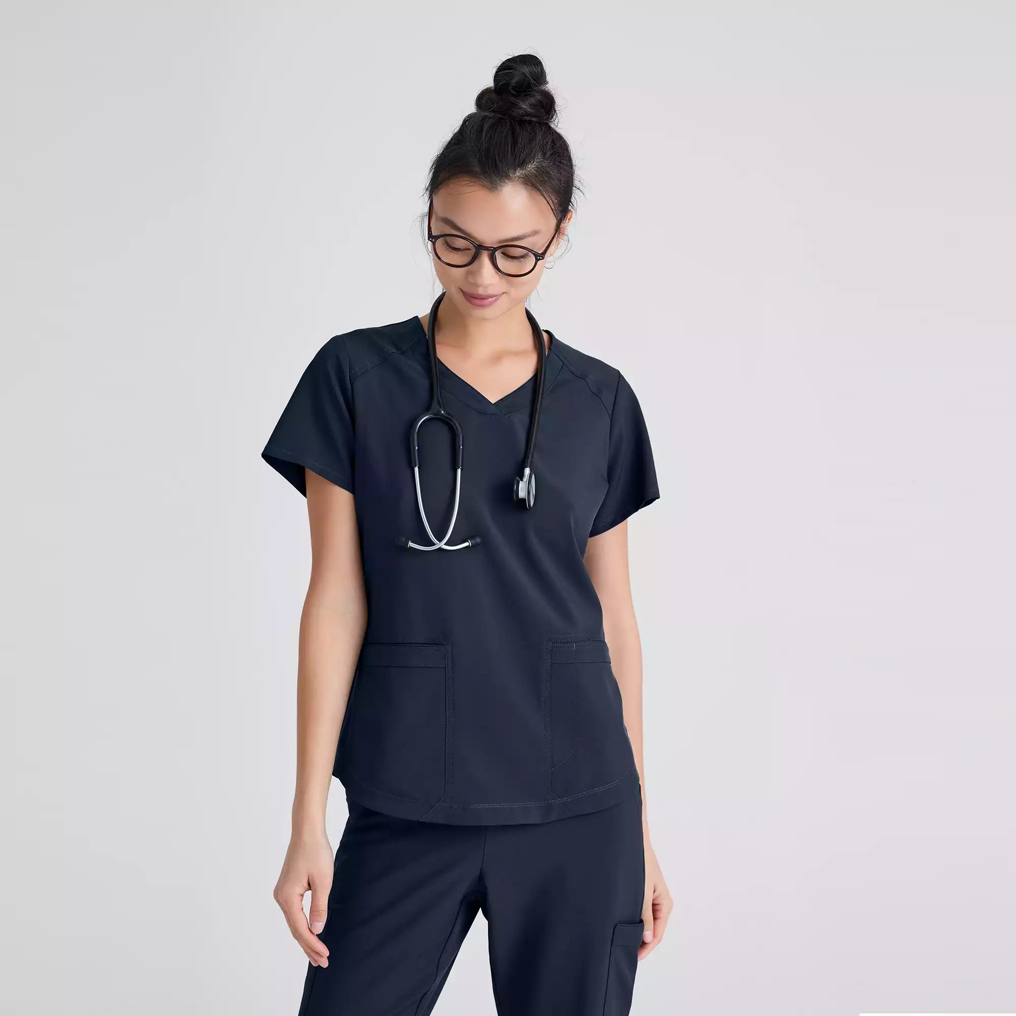 Grey's Anatomy Evolve 2 Pocket Piped V-Neck Top | GSST180