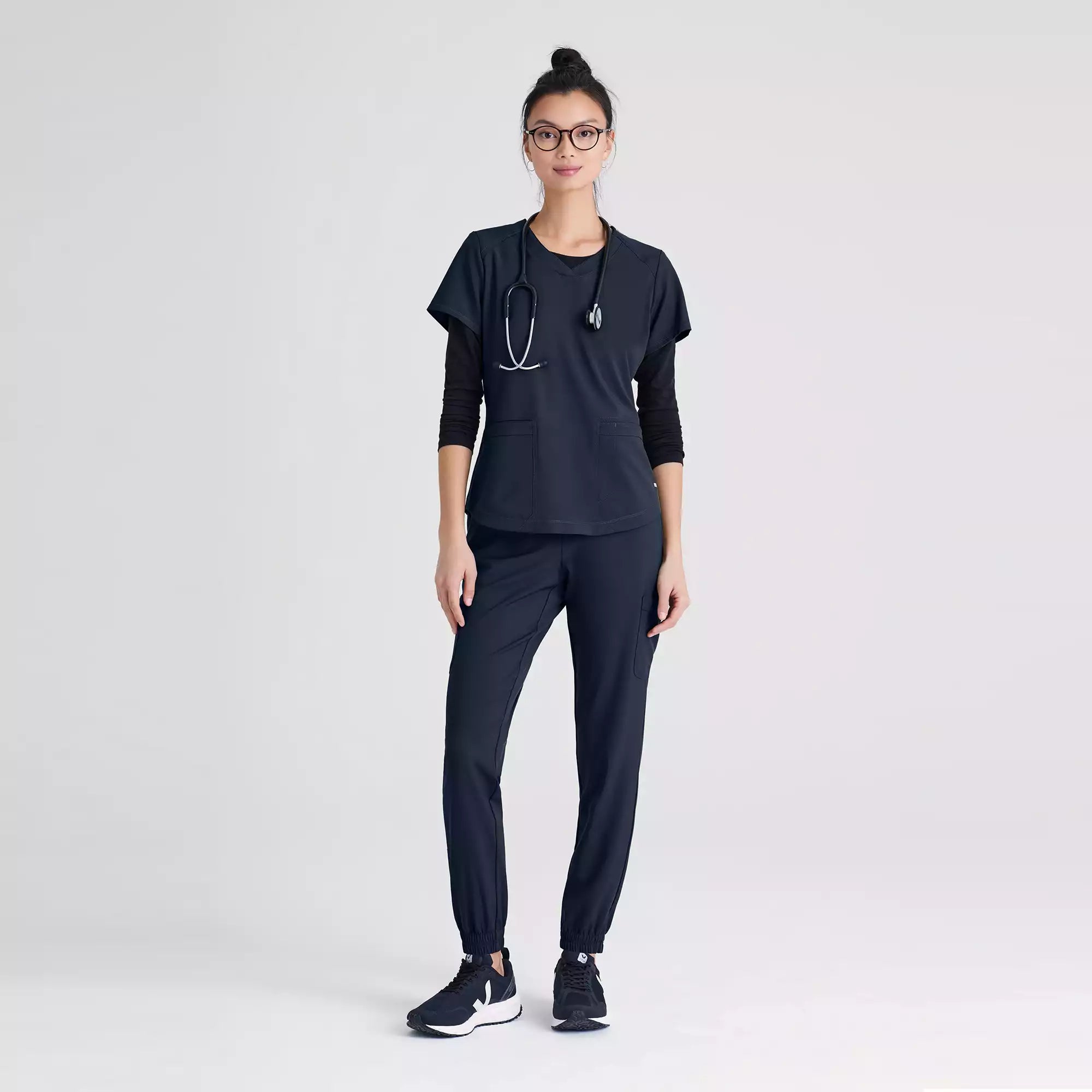 Grey's Anatomy Evolve 2 Pocket Piped V-Neck Top | GSST180