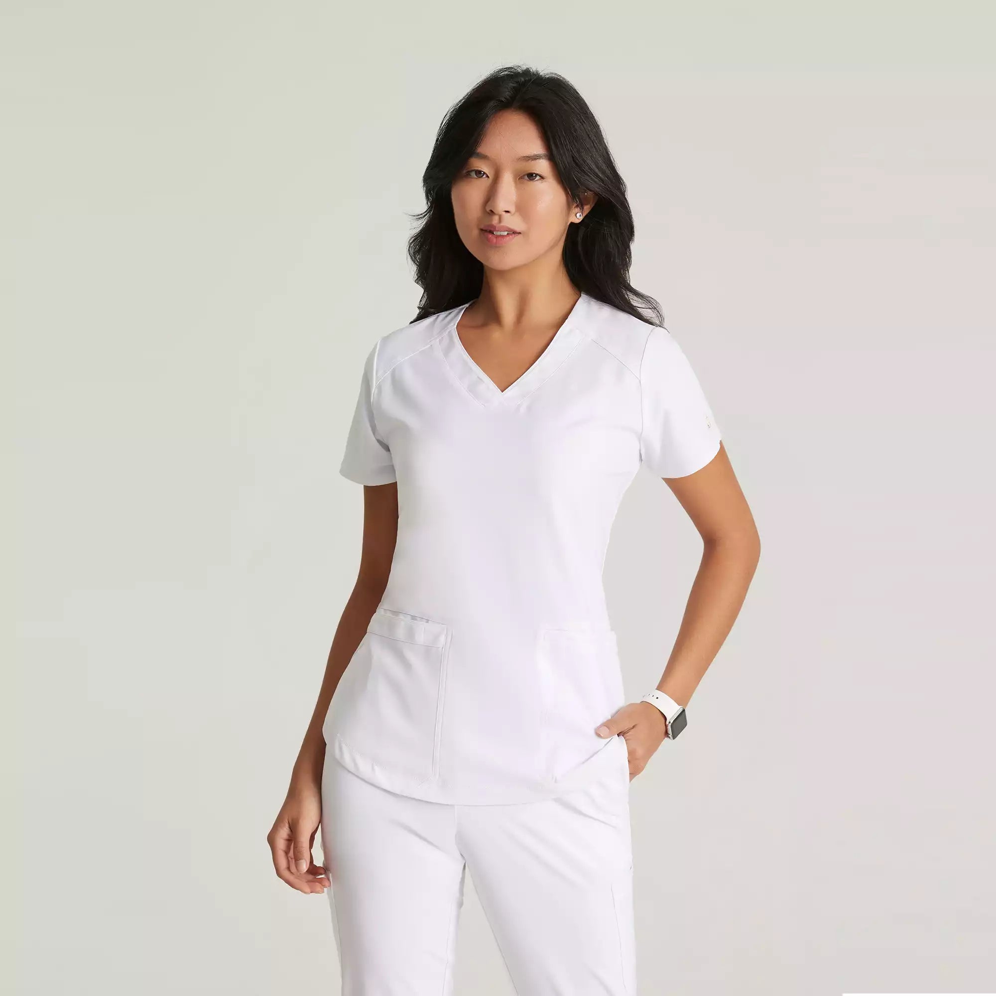 Grey's Anatomy Evolve 2 Pocket Piped V-Neck Top | GSST180