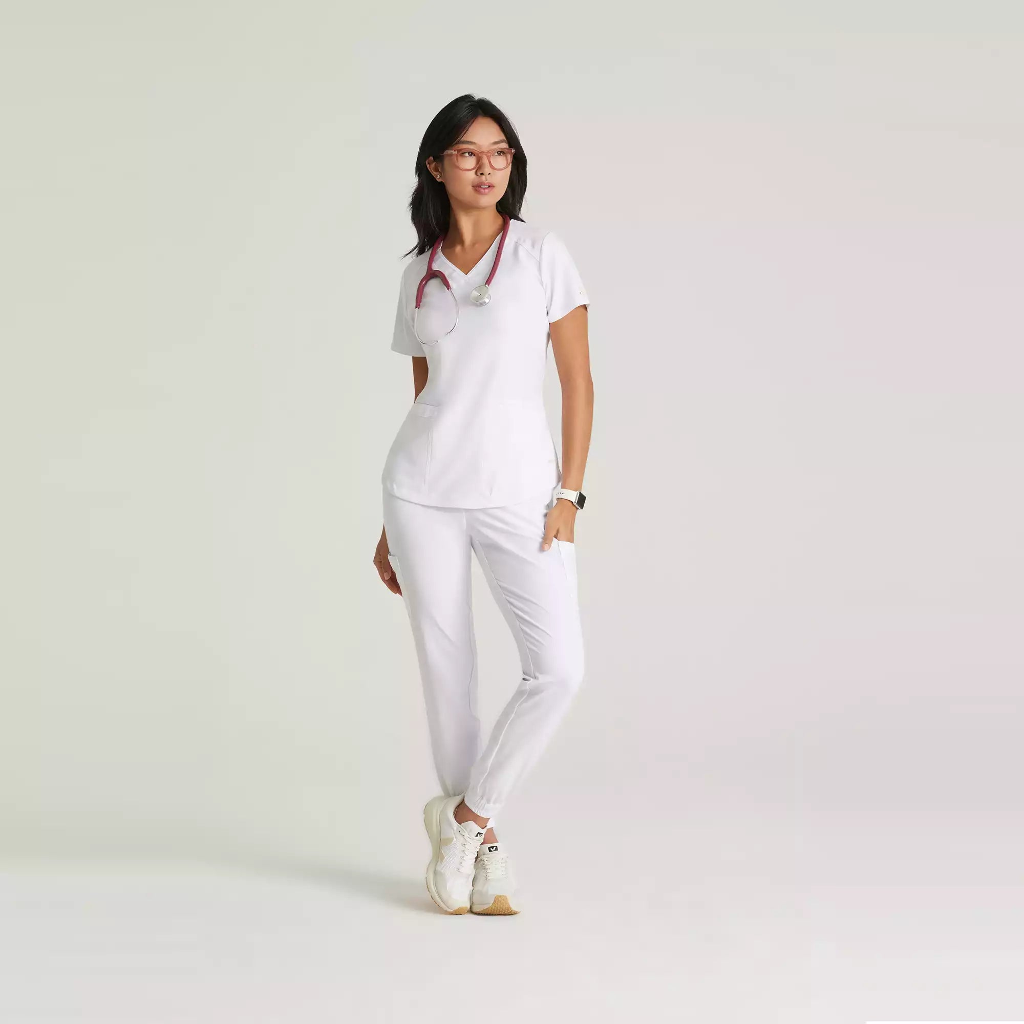 Grey's Anatomy Evolve 2 Pocket Piped V-Neck Top | GSST180