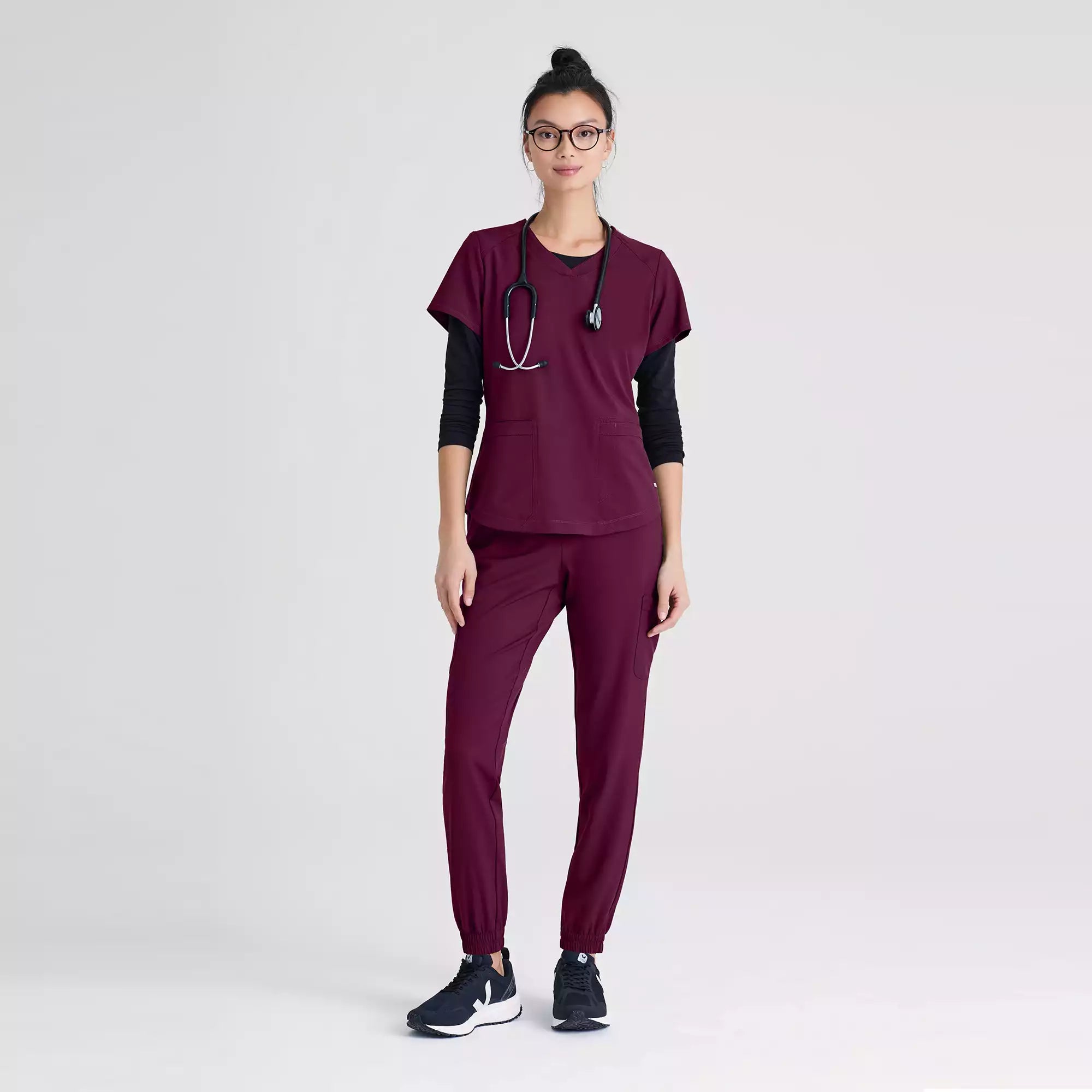 Grey's Anatomy Evolve 2 Pocket Piped V-Neck Top | GSST180