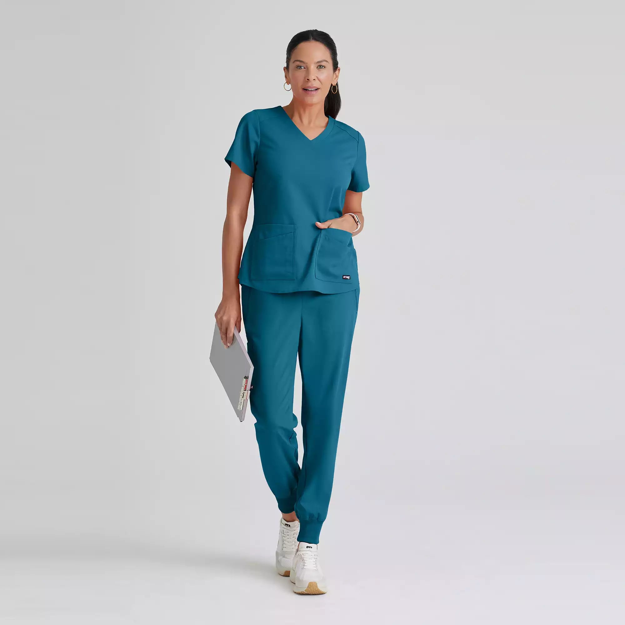 Grey's Anatomy Spandex Stretch Emma Top-4 Pocket Scrub Top | GRST011