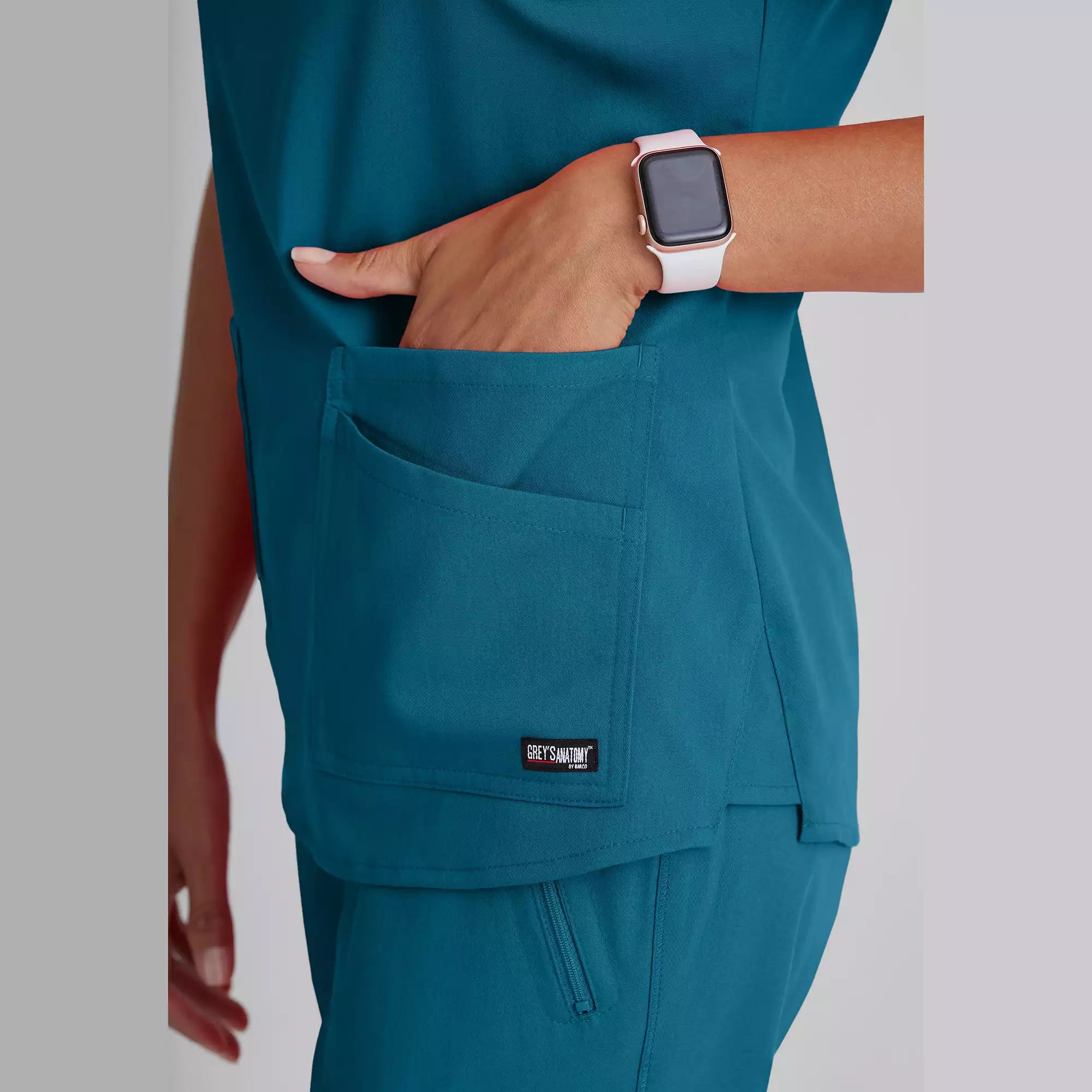 Grey's Anatomy Spandex Stretch Emma Top-4 Pocket Scrub Top | GRST011