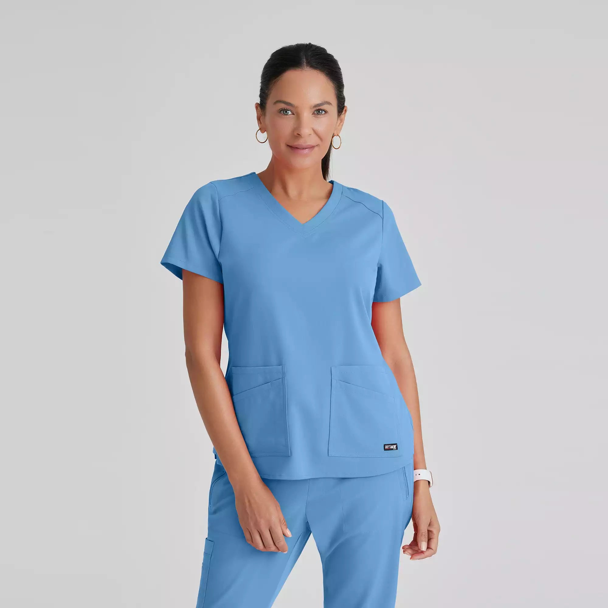 Grey's Anatomy Spandex Stretch Emma Top-4 Pocket Scrub Top | GRST011