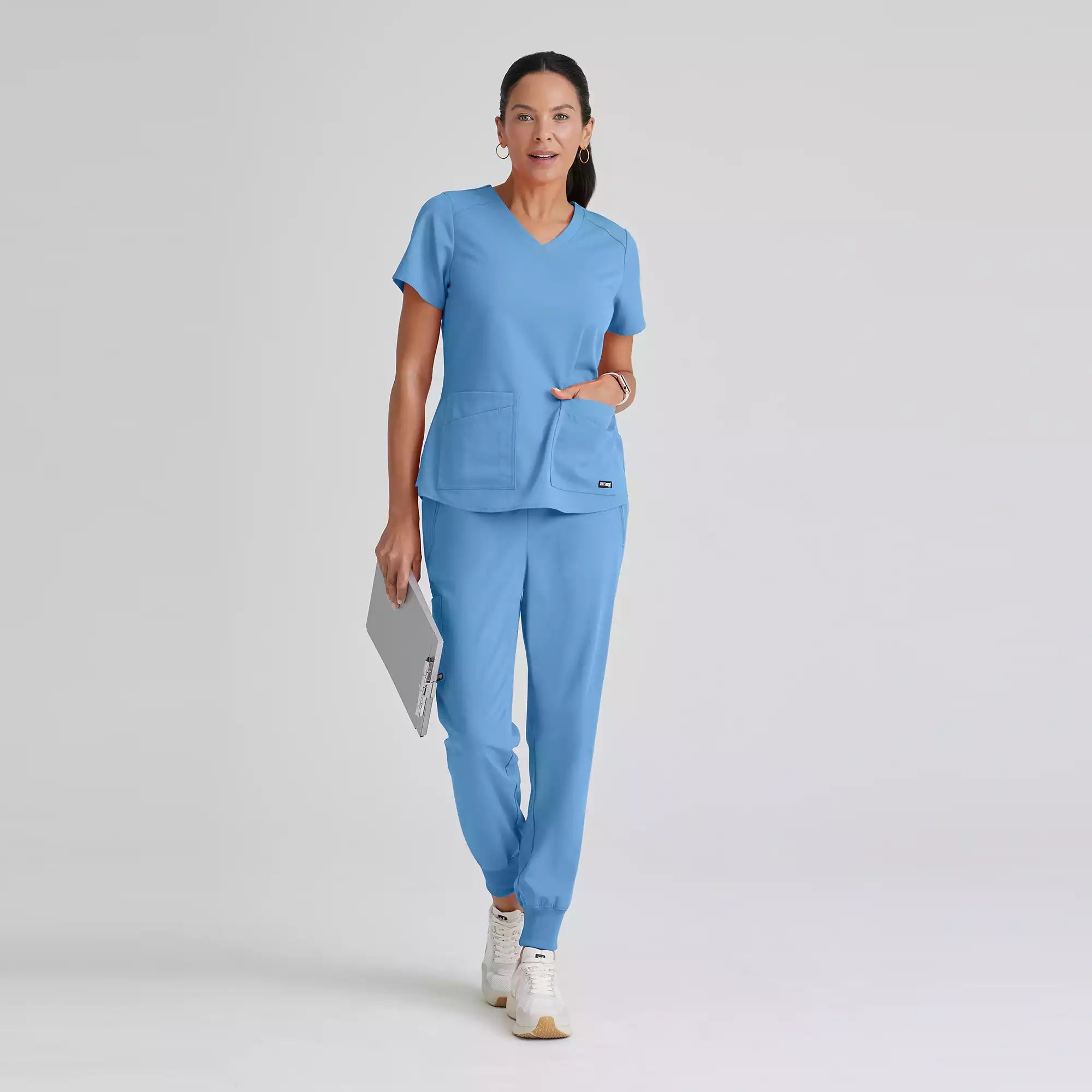 Grey's Anatomy Spandex Stretch Emma Top-4 Pocket Scrub Top | GRST011