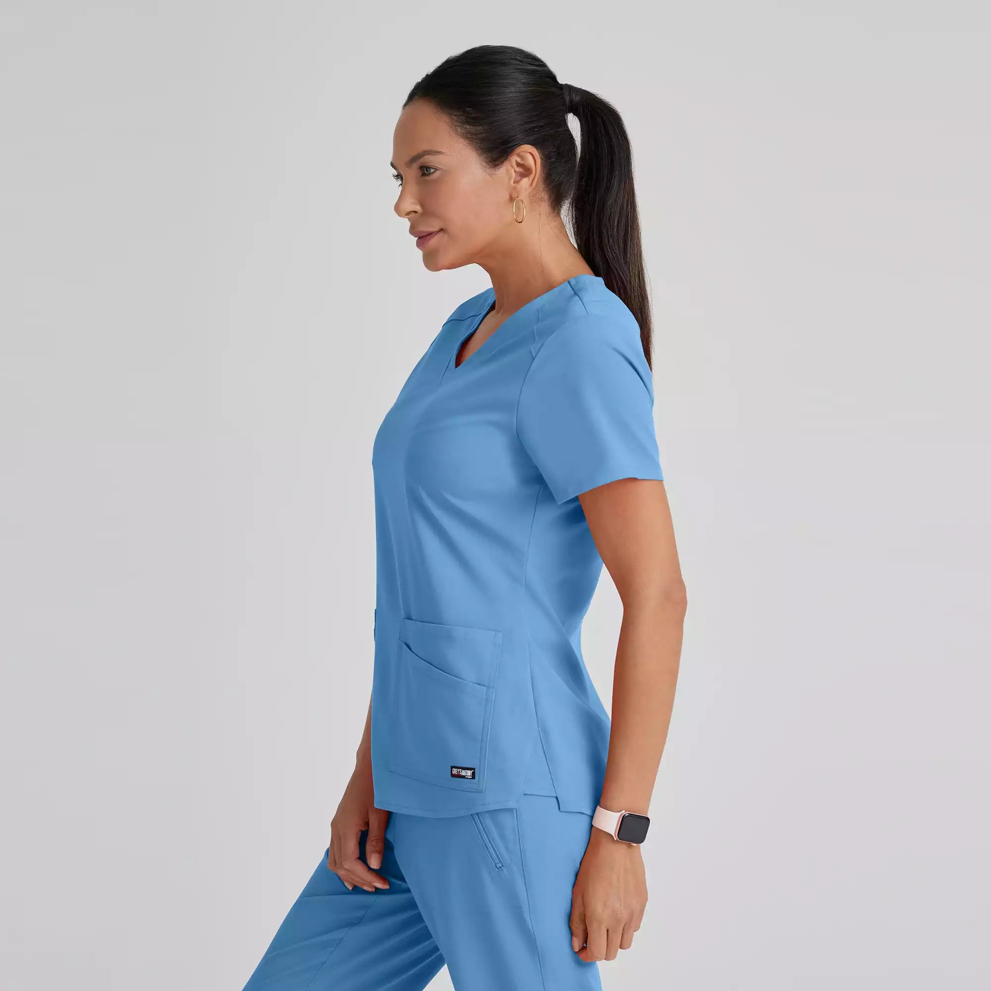 Grey's Anatomy Spandex Stretch Emma Top-4 Pocket Scrub Top | GRST011