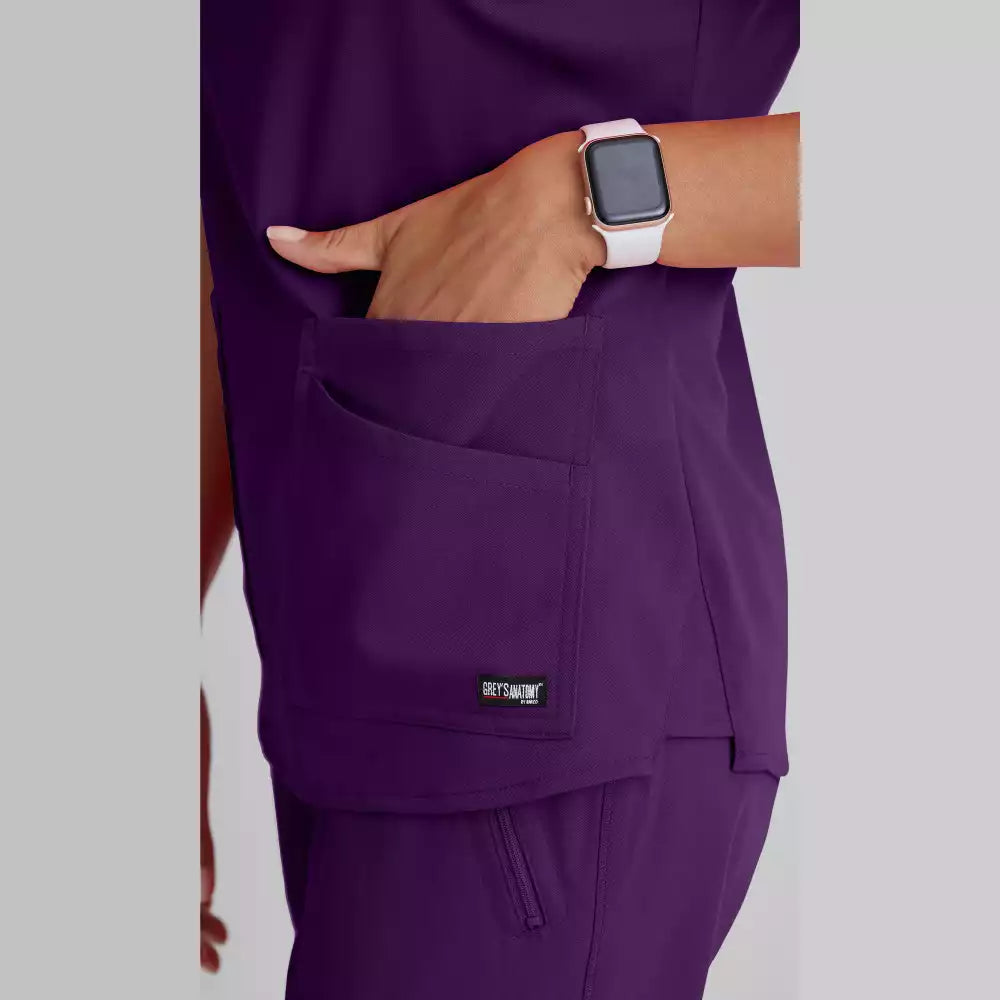 Grey's Anatomy Spandex Stretch Emma Top-4 Pocket Scrub Top | GRST011