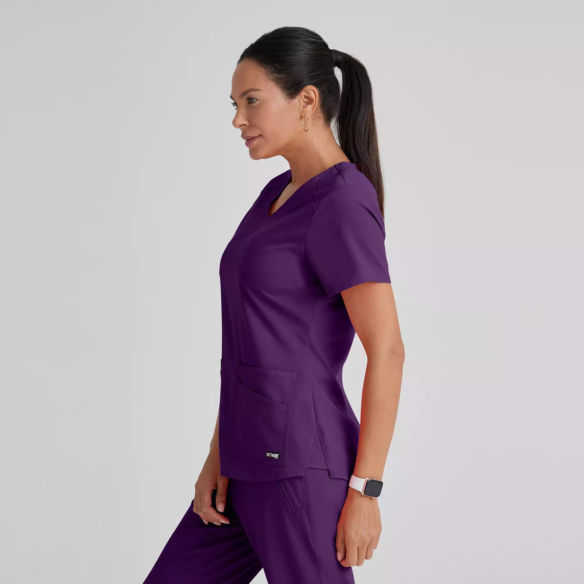 Grey's Anatomy Spandex Stretch Emma Top-4 Pocket Scrub Top | GRST011
