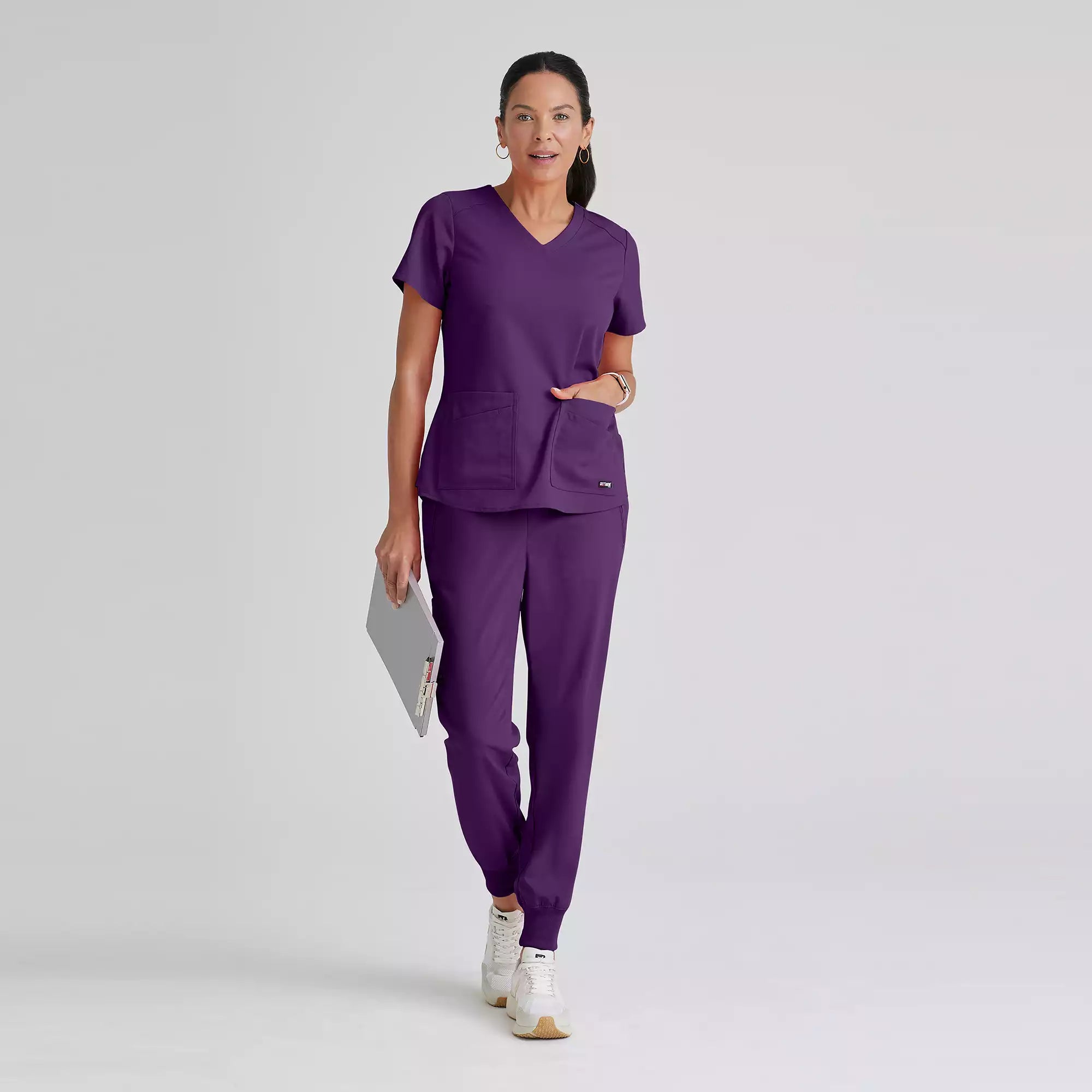 Grey's Anatomy Spandex Stretch Emma Top-4 Pocket Scrub Top | GRST011